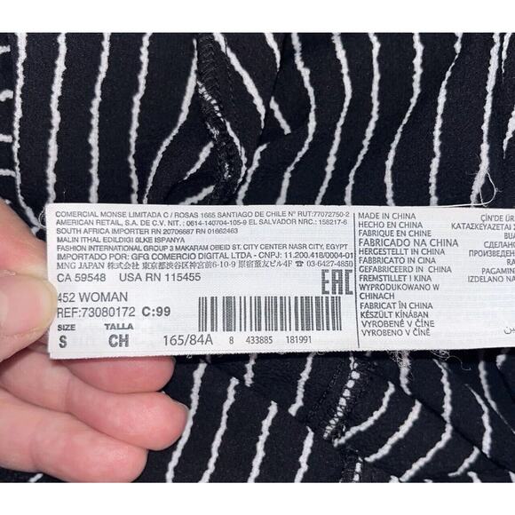 Mango Women’s Black Striped Jump Suit Romper S Shorts Zip Club Casual Fun Funky - Picture 6 of 9